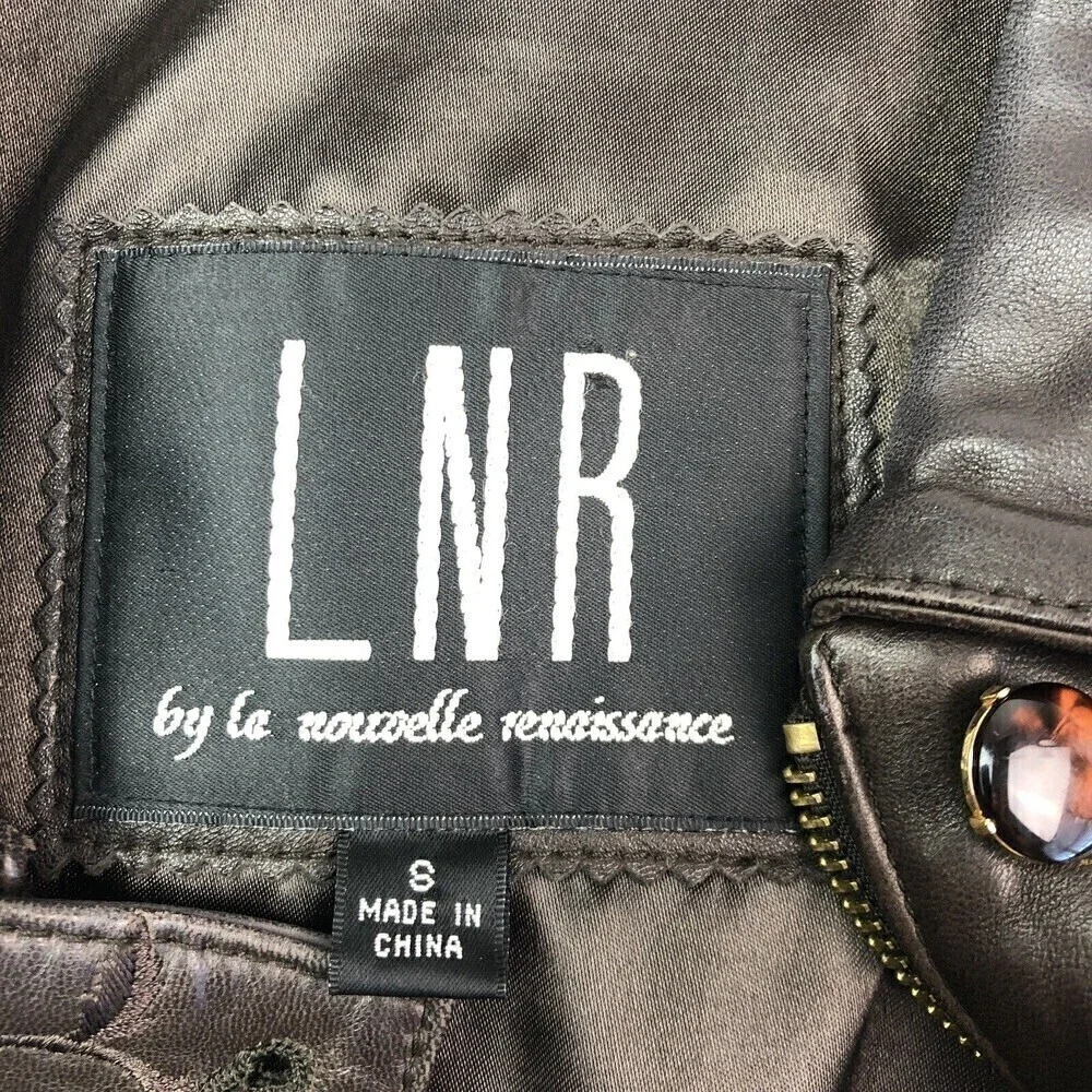 Vintage LNR Brown Leather Jacket Small Embroidered Grunge Classic 80s 90s Soft